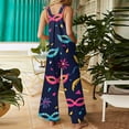 thumbnail image 6 of Fgvctg Mardi Gras Overalls for Women Sleeveless Carnival Party Spaghetti Straps Overall Dressy Wide Leg Pant Mask Print Bib Overalls Romper Sprimg Pant With Pockets Dark Blue XXL, 6 of 6