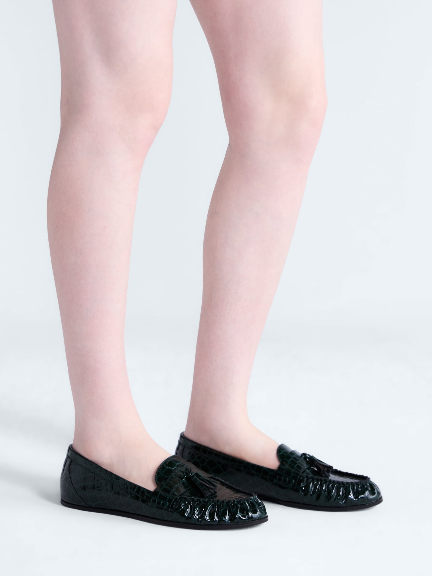 Free Assembly Women's Faux Leather Croco Tassel Loafers