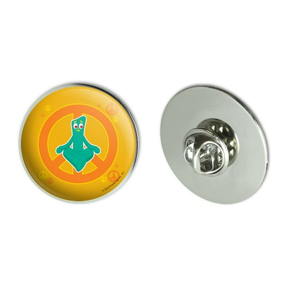 Meditating Gumby with Peace Sign Metal 1.1" Tie Tack Hat Lapel Pin Pinback