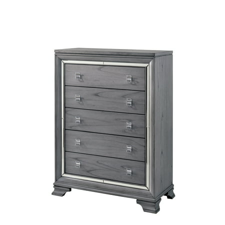 Furniture Of America Taia Transitional Grey Solid Wood 5 Drawer