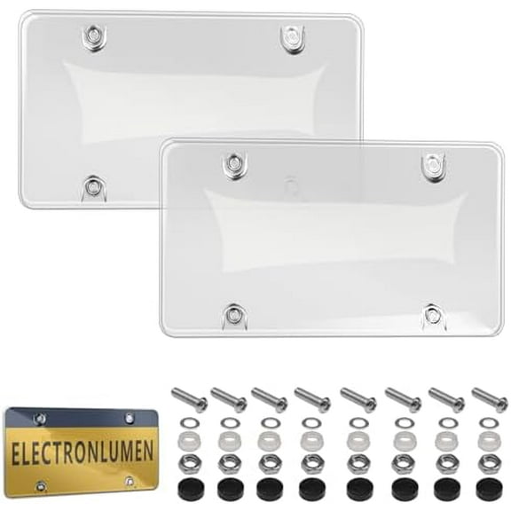 Clear License Plate Covers Holder Fits Standard US Plates PC Material Unbreakable Number License Plate Protector, Pack of 2 (Clear Cover)$$Vehicle Parts & Accessories