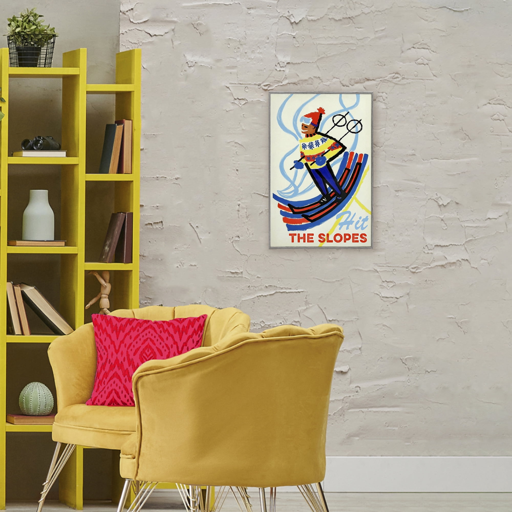 Stupell Industries Vintage Hit The Slopes Gray Framed Giclee Art, design by Grotto Studios