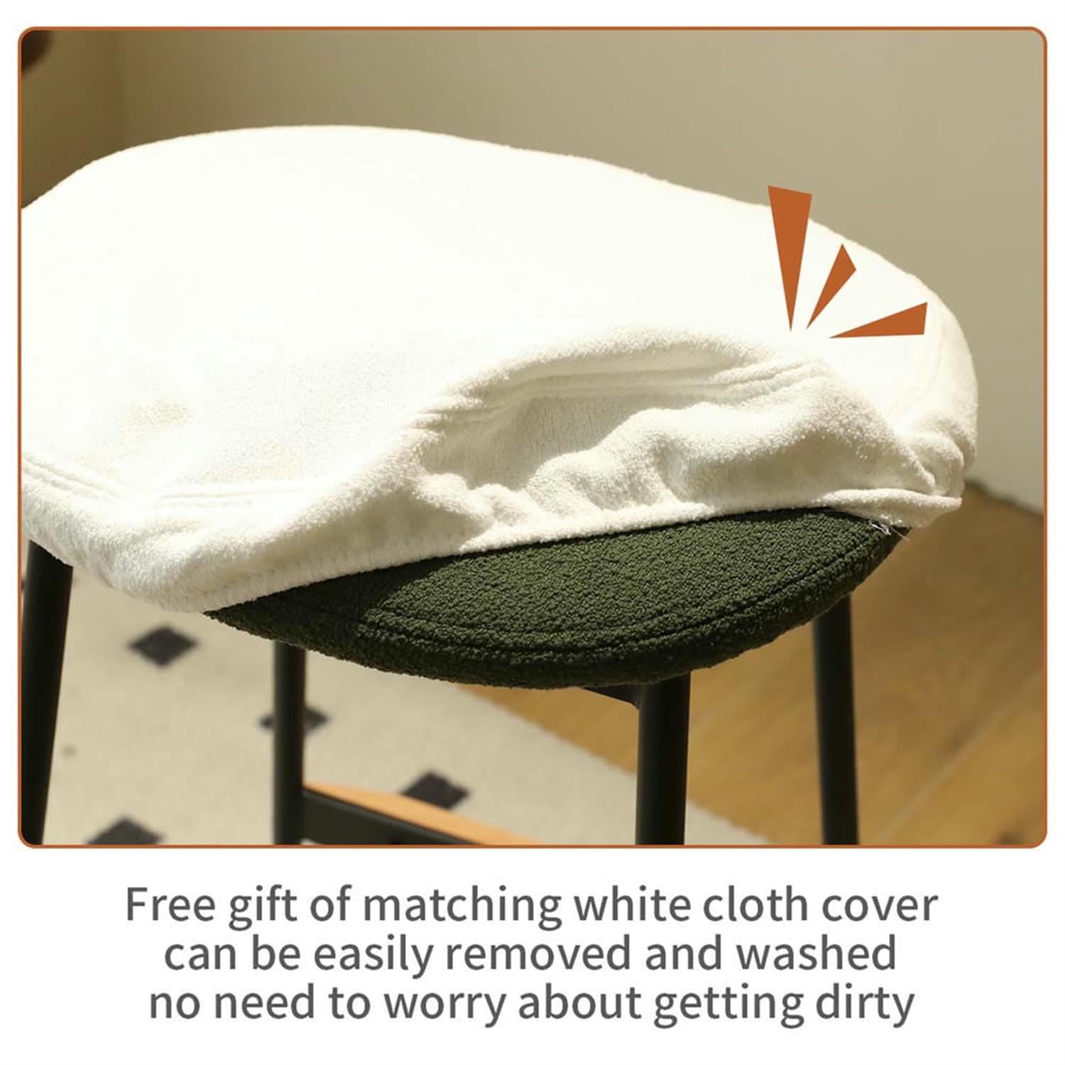 Demi Bonn 25" Counter Height Bar Stools Set of 2, Soft Fabric Upholstered Barstools, Kitchen Island Countertop Chairs for Dining Room, Green