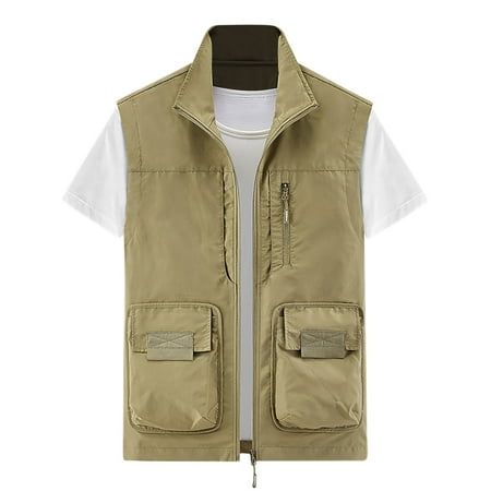 IYTR Men s Lightweight Outdoor Vest Quick Dry Mesh Breathable Summer Travel Fishing Photography Waistcoat with Multi Pockets Khaki XL