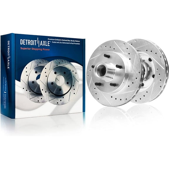 Detroit Axle - 10.51" inch Front Drilled and Slotted Disc Brake Rotors for Chevrolet Camaro Malibu Monte Carlo GMC Caballero S15 Sonoma Buick Regal Pontiac Bonneville Firebird