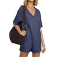 thumbnail image 4 of ZZwxWA Summer Workout Rompers for Women 2025 Casual v Neck Short Jumpsuit Athletic Overalls Hot Shot Tee Romper Onesie, 4 of 7