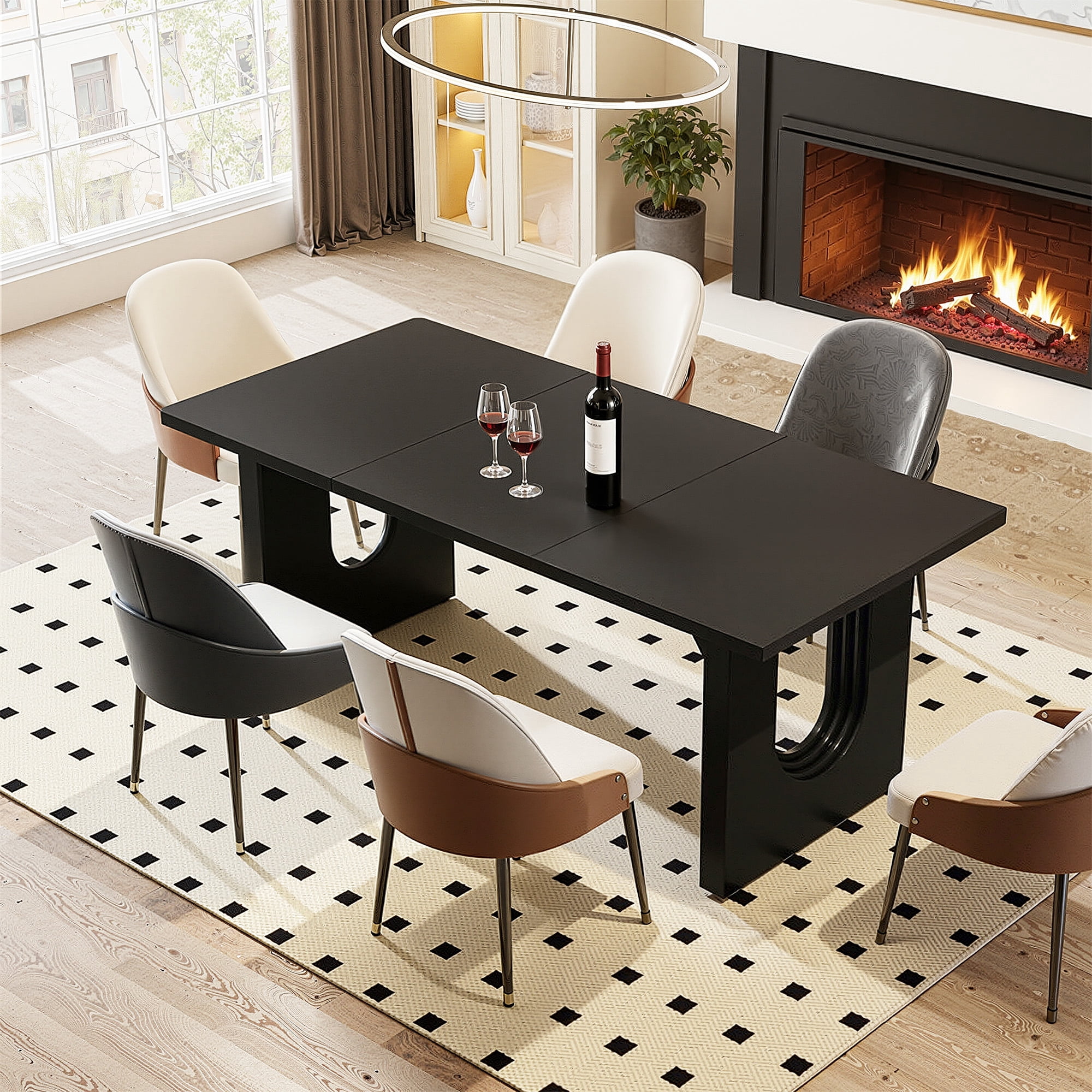 MAYEERTY 71" Modern Executive Desk, High-Quality Engineered Wood with Double Pedestal Base