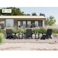 thumbnail image 6 of Folding Adirondack Chair Set of 4 with Retractable Ottoman Footrest, Wood Grain HDEP All Weather Fire Pit Chair with 2 Cup Holders for Outdoor, Classic Black, 6 of 9