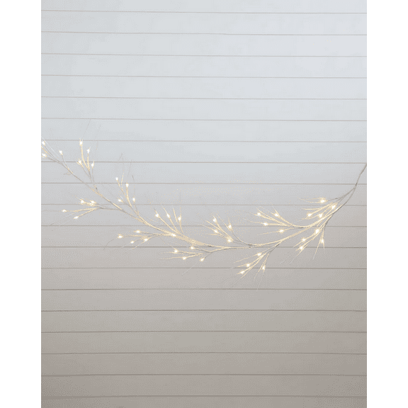 6’ Pre-Lit Artificial White Birch Garland with 48 Warm White LED Lights, by Guvpev