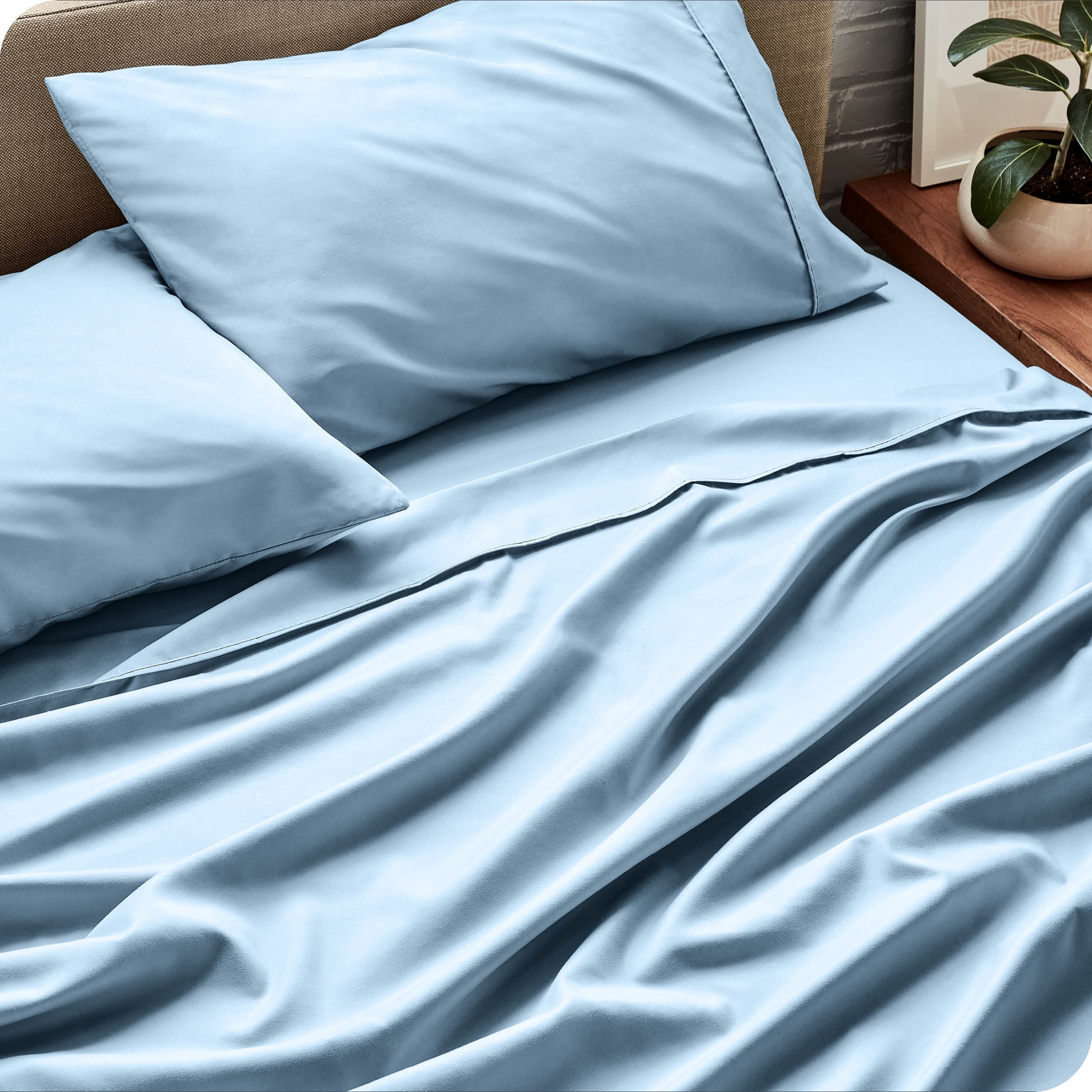 Bare Home Light Blue Microfiber Sheet Set, Wrinkle Resistant, Deep Pocket, Twin