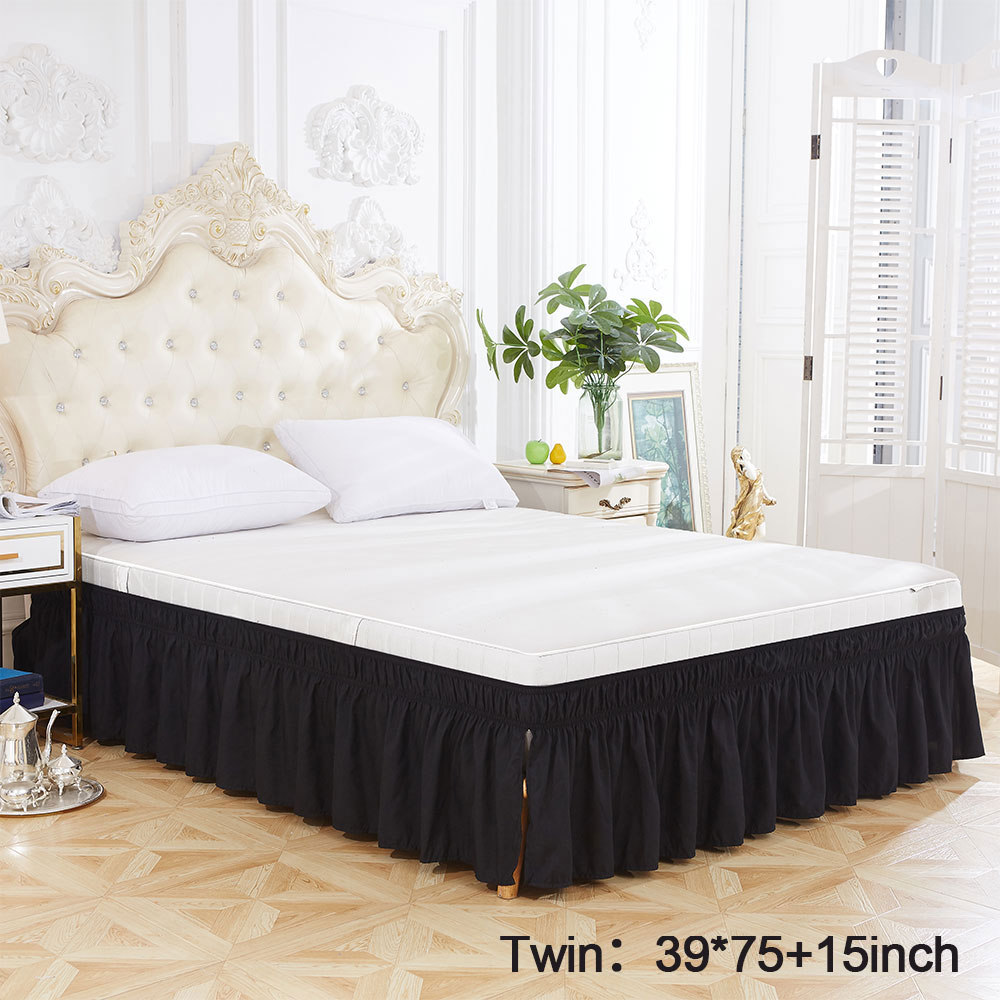 Wrap Around Bed Skirts Fashional Elastic Dust Ruffle Silky Wrap Bed