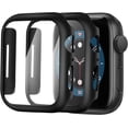 thumbnail image 1 of Screen Protector for Apple Watch 44mm Series 4/5/6/ SE Tempered Glass [2 Pack] [Full Coverage] Bumper Hard Case [with Screen Protector Built-in] Overall Protective Cover-Black, 1 of 5