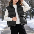 thumbnail image 6 of ROHUUQUE Girls Boys Stand Collar Quilted Puffer Vest Zip Up Sleeveless Adjustable Hem Unisex Jacket for School Casual Wear 3-13 Years Black, 6 of 9