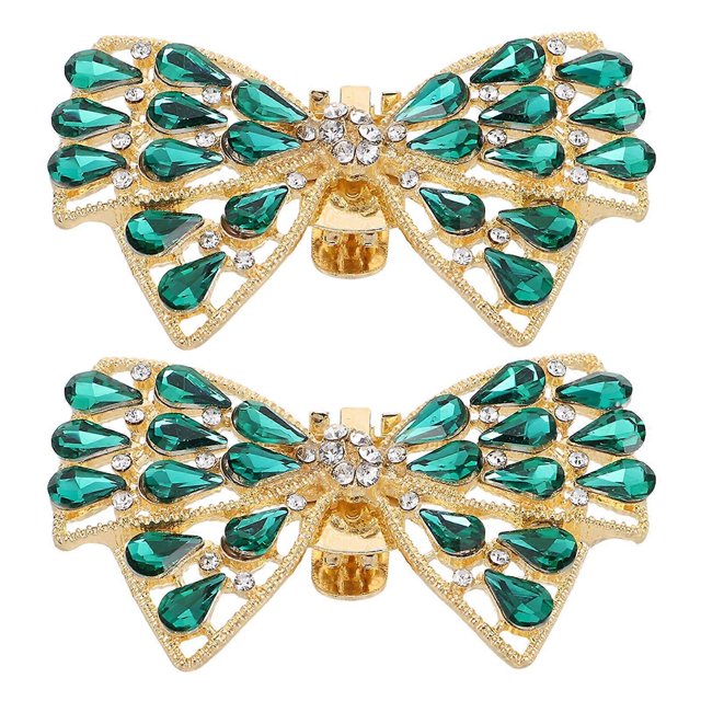 1 Pair Sparkling Rhinestone Bow Shoe Clips Charms For Women Bridal Wedding Party Shoes Buckles Detachable Shoe Brooch Embellishments Decoration Access