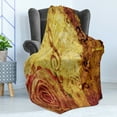 thumbnail image 4 of Rose Soft Flannel Fleece Throw Blanket, Old Fashioned Design a Big Flower and Treble Clefs Music Notes Harmonical Concept, Cozy Plush for Indoor and Outdoor Use, 70" x 90", Cream Red, by Ambesonne, 4 of 5