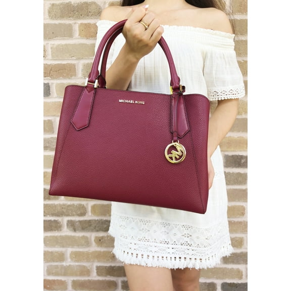 Michael Kors Kimberly Large East West Satchel Bag Mulberry Leather