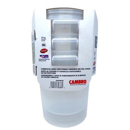 Cambro Round Translucent Food Container with Lid 4 Quart (Pack of 3)