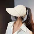 thumbnail image 4 of Summer Women's Wide Brim Sun Hat with Ponytail Hole Masque Hook Breathable Lightweight Hiking Traveling Shopping, 4 of 8