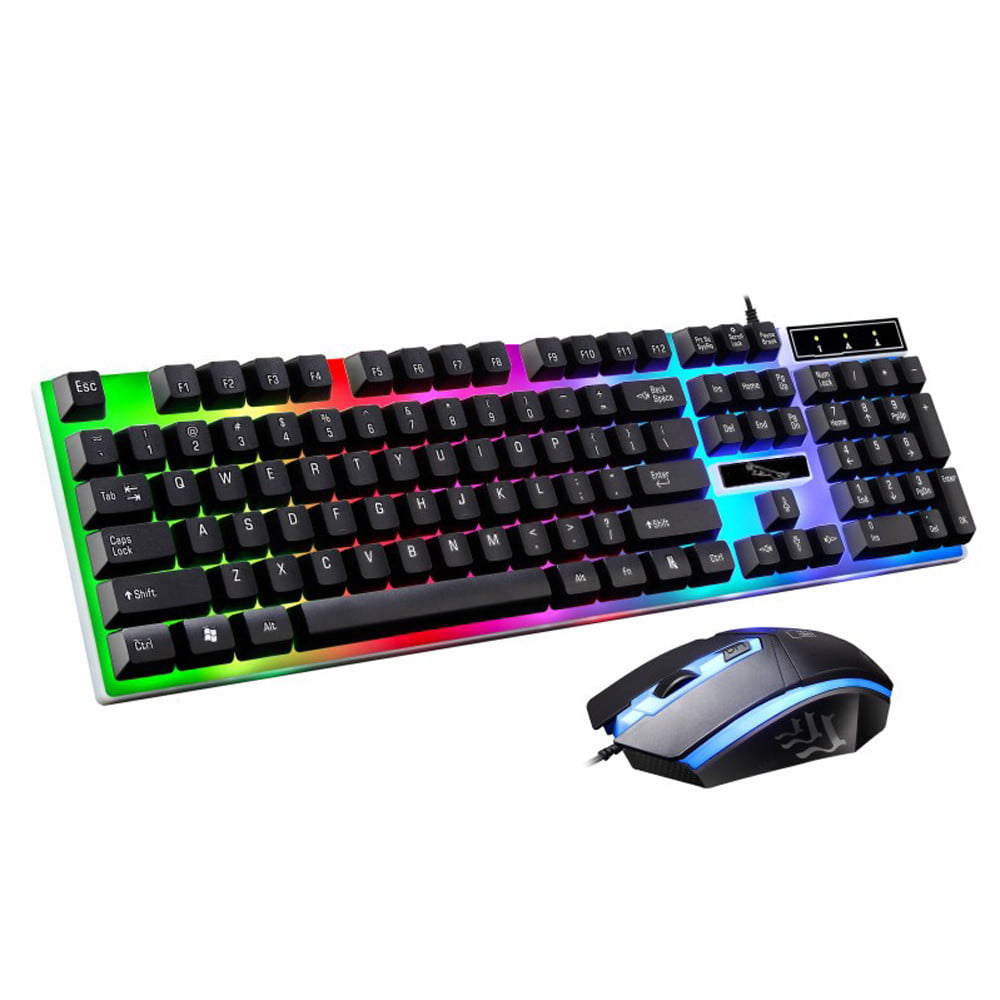 Color : B Profession Glare Colorful Keyboard and Mouse Set Waterproof USB Wired Backlit Gaming Mouse and Keyboard Set Ergonomics