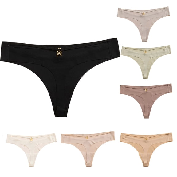 Noric Women's Seamless Sport Thong Panties Metal Ring Decor Quick Dry No Show Stretch Yoga Workout Briefs