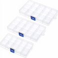 thumbnail image 1 of Joyero de plástico ajustable, rejilla de almacenamiento extraíble con compartimento, caja de almacenamiento de 3 piezas con compartimentos ajustables, para cuentas, aretes, herramientas, a, 1 of 5