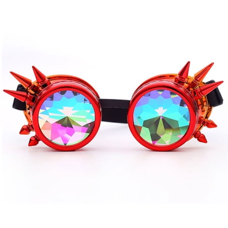 SAYFUT 40+Colors Goggles Retro Mosaic Kaleidoscope Rainbow Sunglasses Special Lens Men Women Designer Cosplay Goggles Glasses