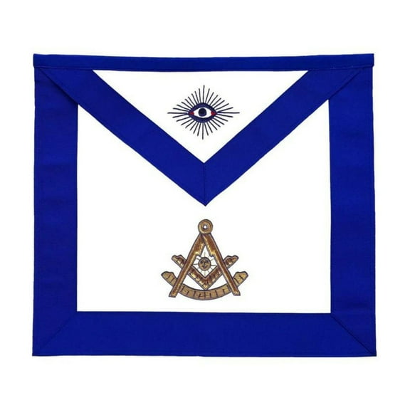 Past Master Blue Lodge Apron - Royal Blue Grosgrain with Gold Embroidery