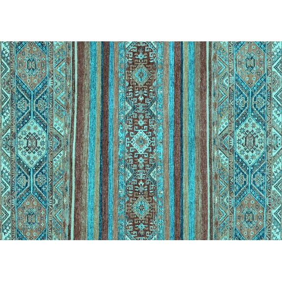 Ahgly Company Indoor Rectangle Abstract Light Blue Modern Area Rugs, 5' x 8'