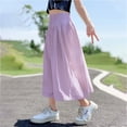 thumbnail image 2 of UJNDER Girls Lightweight and Skirt Combo Breathable Ice Silk Casual Loose Fit Girls Wide Leg Pants,Purple,7-8 Years, 2 of 4