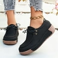 thumbnail image 2 of YLYL Women's Moccasins Shoes Lace up Wedge Heel No Slip Fashion Casual Work Office Business Loafers, 2 of 9