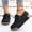 Black, variant on Sponge Cake Thick Soled Canvas Rocking Shoes For Women 2025 Comfortable Round Toe Lace Up Casual Single Shoes