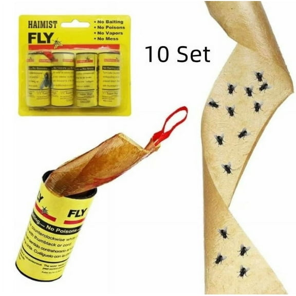 10 Set Fly Paper Fly Strips Fly Catcher Strips,Sticky Fruit Fly Trap for House Indoor Outdoor Use