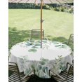 thumbnail image 3 of Outdoor Tablecloth with Umbrella Hole Zipper Sage Green Eucalyptus Leaves Round Tablecloth 54" Waterproof Outside Table Cloth Spring Summer Botanical Patio Table Cover Tablecloths for Picnic Party, 3 of 8