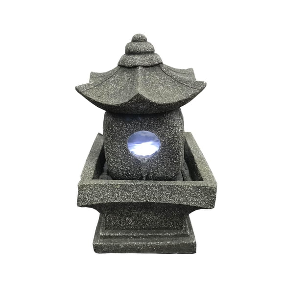 Hi-Line Gifts 11" LED Warm White Light Pagoda Outdoor Garden Fountain