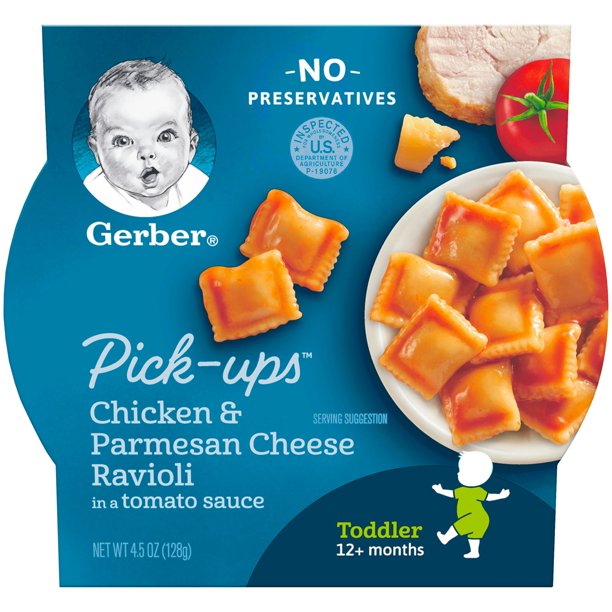 Gerber Toddler Food, Chicken Parmesan Cheese Ravioli Tomato Sauce Baby