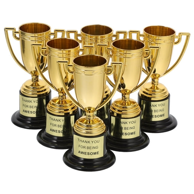 CIMAXIC 6 Pcs Mini Trophées d'Or pour Compétitions de Récompenses Sportives, Design Élégant et Compact pour un Rangement et une Exposition Faciles pour Enfants et Adultes, 3.74"X2.24"X1.77 Pouces