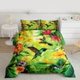 thumbnail image 2 of Castle Fairy Floral Hummingbird Twin Comforter Sets,Tropical Flower Leaves Bedding Set, 2 of 8