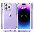 thumbnail image 2 of Clear Case for iPhone 14 Pro, Gradient Translucent Sparkle Shining Slim Lightweight Cover, Rugged PC+TPU Hybrid Non-Yellowing Shockproof Lens Protection Case for iPhone 14 Pro,Purple, 2 of 6