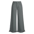 thumbnail image 5 of Jerdar Womens Ruffle Wide Leg Jeans Cropped Elastic Casual Loose High Waisted Baggy Denim Pants with Pockets For Daily Wear Pants XXL, 5 of 7