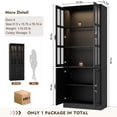 thumbnail image 4 of MEISSALIVVE 78.7" Kitchen Pantry Cabinet with Glass Doors & LED Lights, Freestanding Storage Hutch with Shelves, Black Pantry Cupboard, 31.5" W x 15.7" D, 4 of 8