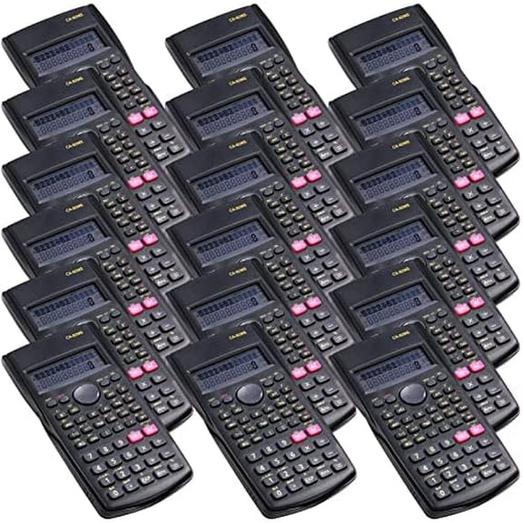 18 Pieces 2-Line Engineering Scientific Calculator, Black Function Fractions Math Calculator for Business Office College High School Student Teacher$$Office