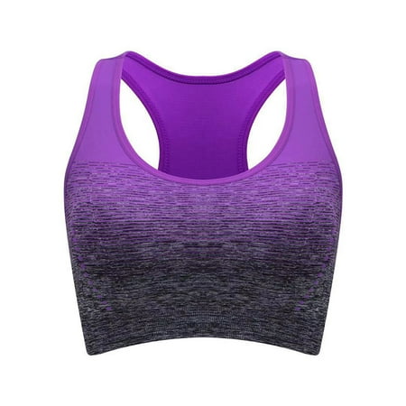 WTXUE Women Bras Sports Built in Bra Tank Top Wirefree Female Gradual Color Proof Yoga Bra Wirefree Ring Underwear Bras for Women No Underwire 1 Piece Purple XL