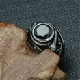 thumbnail image 3 of PAMTIER Men's Stainless Steel Vintage Silver Inlaid Round Gemstone Gothic Biker Double Band Snake Ring Statement Promise Black Size 9, 3 of 6