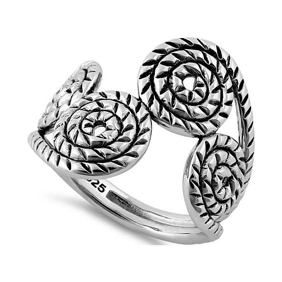 925 Sterling Silver Oxidized Platinum Plated Rope Swirls Women Valentines Day Gifts Ring