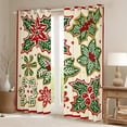 thumbnail image 2 of Manfei Christmas Berry Blackout Curtains,Retro Leaves Curtains Pack of 2 (38x45 Each),Green Red Beige Window Curtains For Girls Boys Kids,Luxury Bedroom Decor, 2 of 6