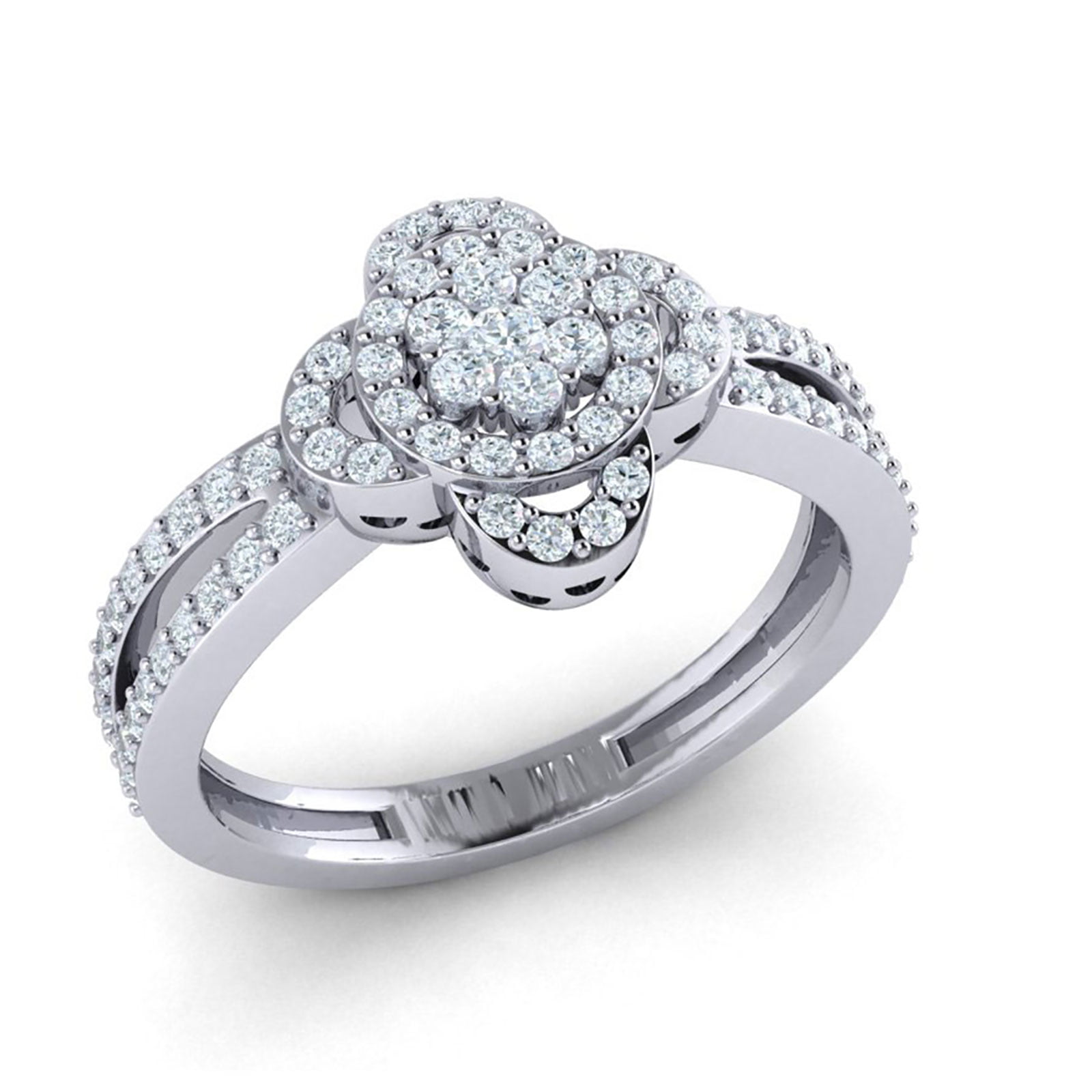 Genuine 1ct Round Cut Diamond Prong Ladies Cluster Flower Bridal Fancy ...