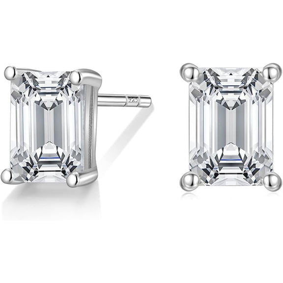 1 Carat 925 Sterling Silver Cubic Zirconia Stud Earrings For Women Cz Stud Small Cute Earrings Hypoallergenic[Z1]
