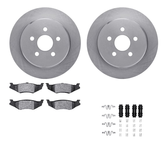 Dynamic Friction Company Rear Brake Rotors with 5000 Advanced Brake Pads includes Hardware 6512-39080