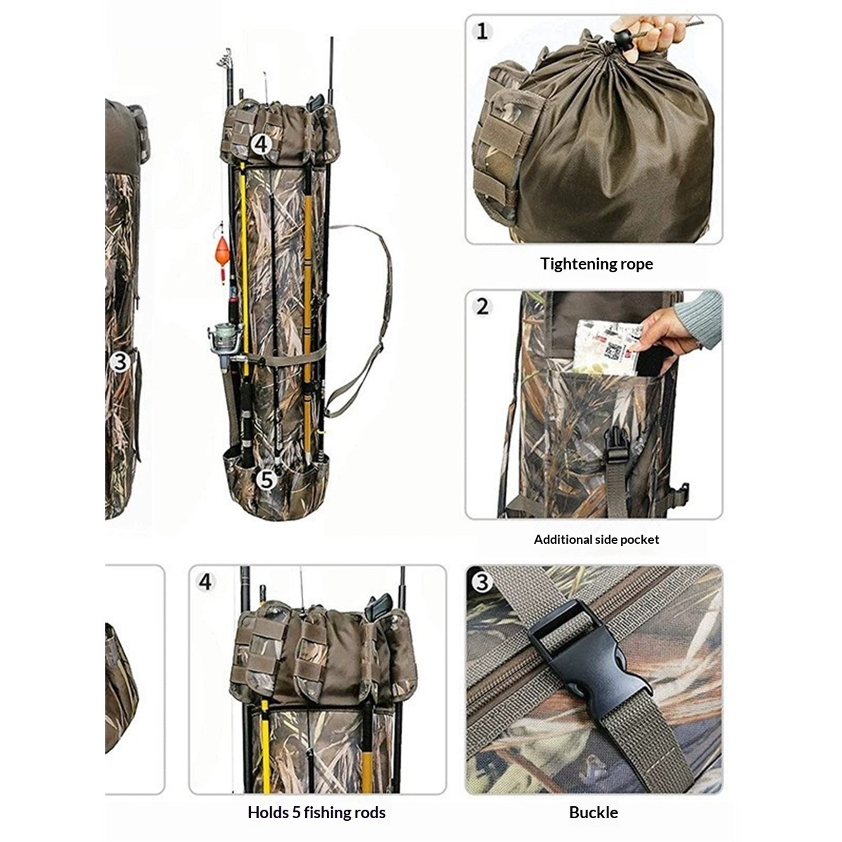 Fishing Rod Organizer Bag (Portable) Shoulder Carry Home and Travel Storage | Professional Reel, Tackle, and Equipment Organization | Heavy-Duty, Water-Resistant
