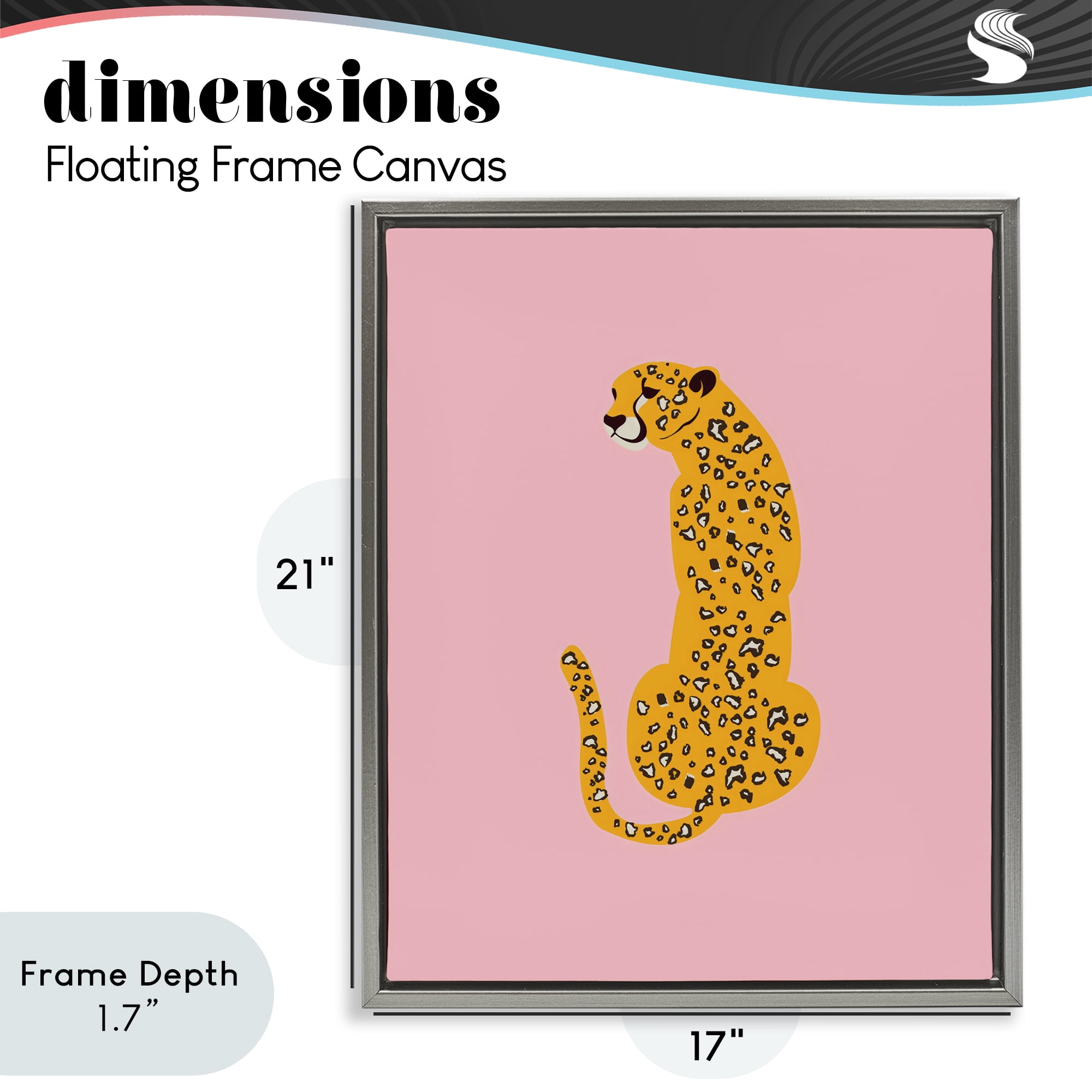 Stupell Industries Yellow Jaguar on Pink Gray Framed Floater Canvas Wall Art, design by Creative Studio